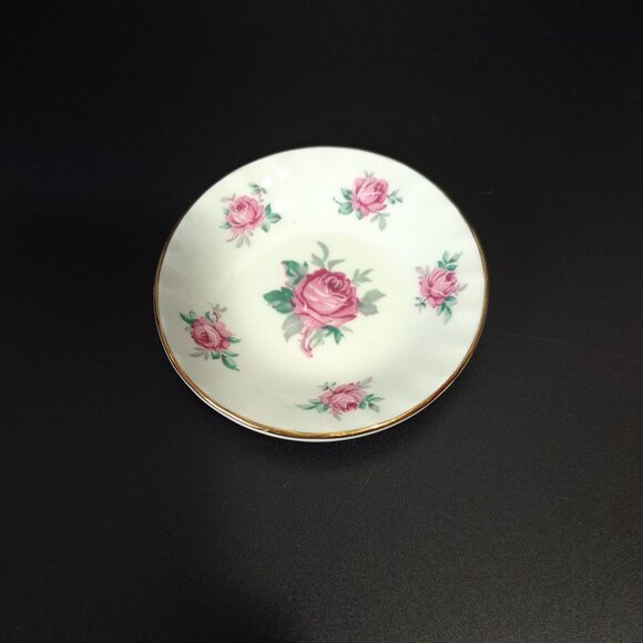 Adderley Fine Bone China Butter Pat Plate With Pink Roses Design England - Picture 1 of 4